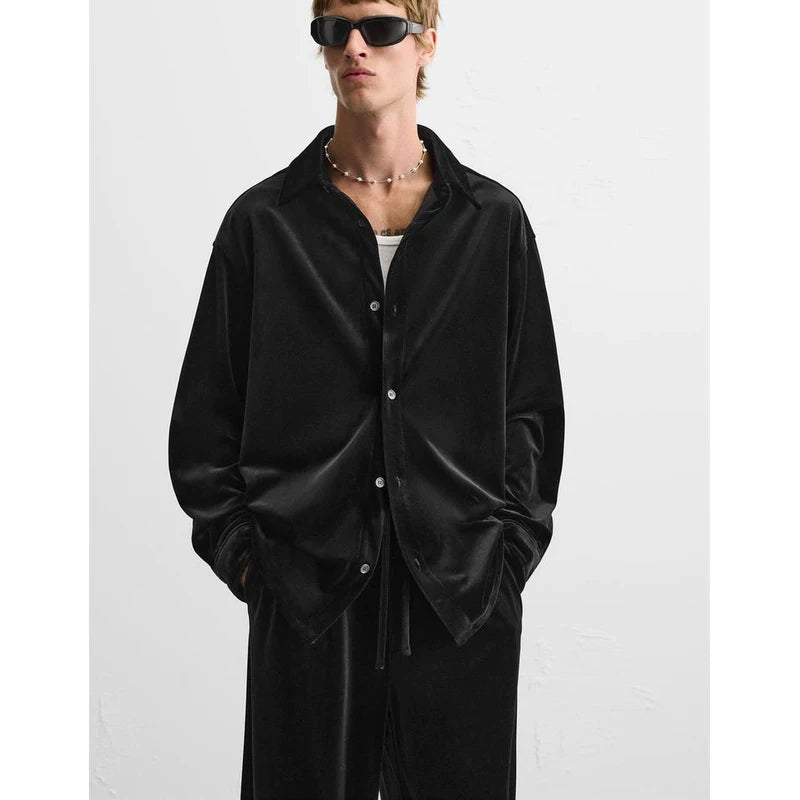 Velvet Overshirt and Jogger Set