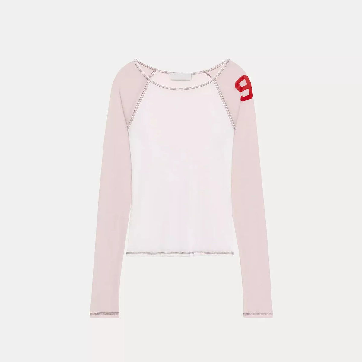 Number Print Sheer Long-Sleeve T-Shirt