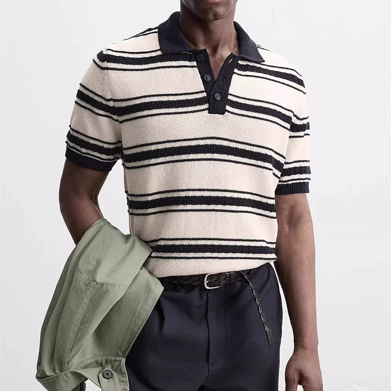 Striped Jacquard Knit Polo