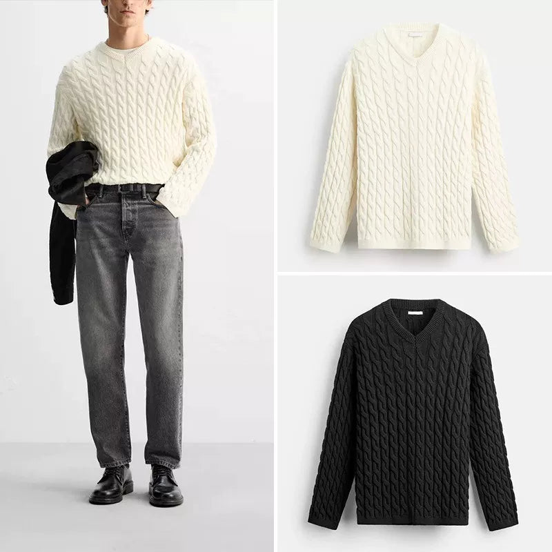 Braided-Texture Knit Sweater