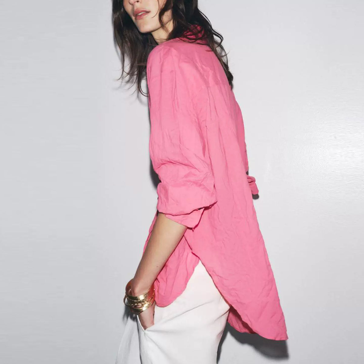 Ruched Collared Shirt