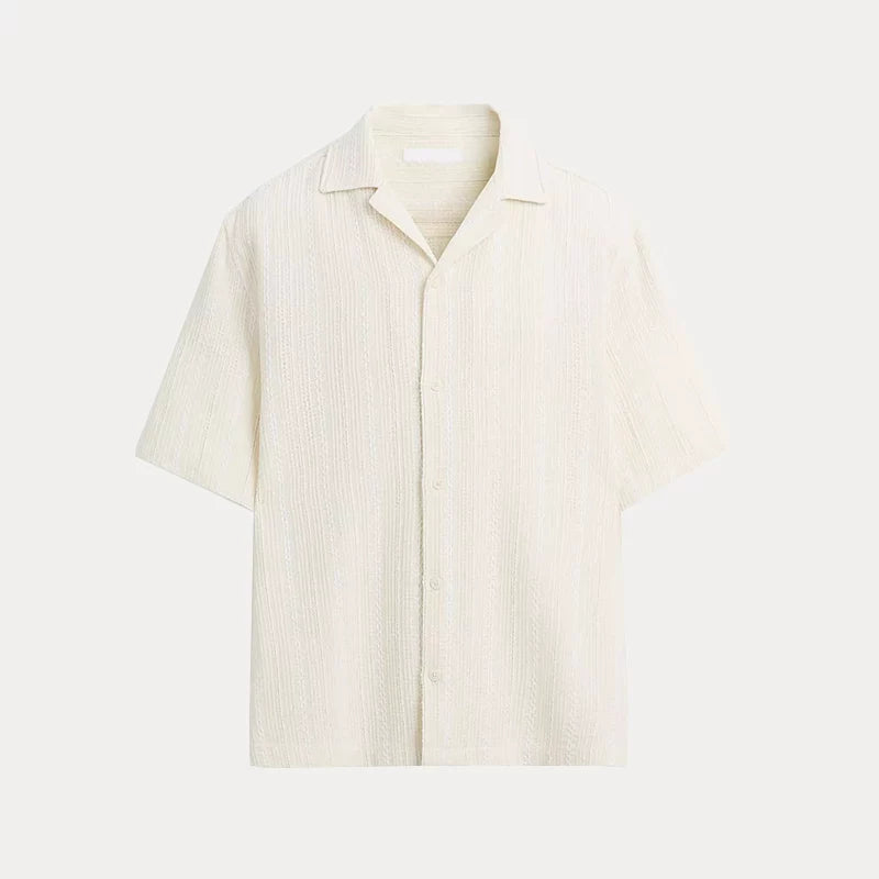 Textured Stripe Short-Sleeve Shirt
