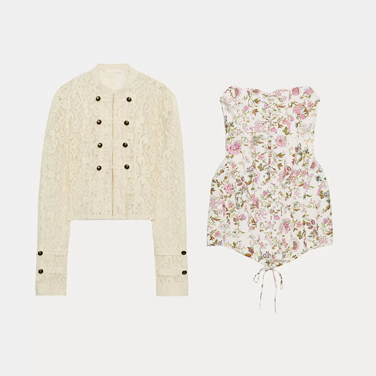 Lace Jacket and Floral Dress Set
