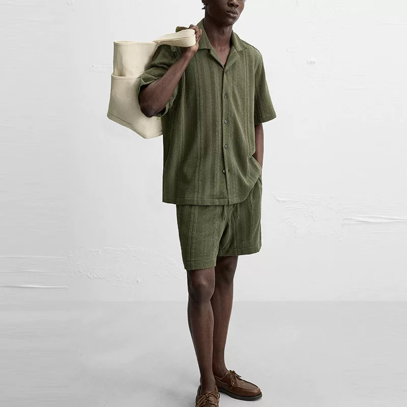 Striped Jacquard Shorts Set