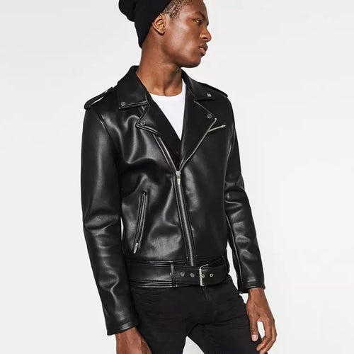 Belted Epaulette Biker Jacket