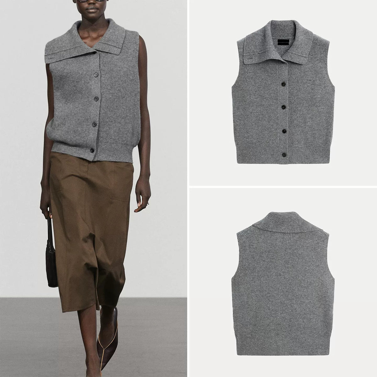Funnel-Neck Knit Vest