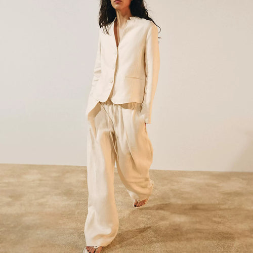 Blazer and Pleated Trousers Set