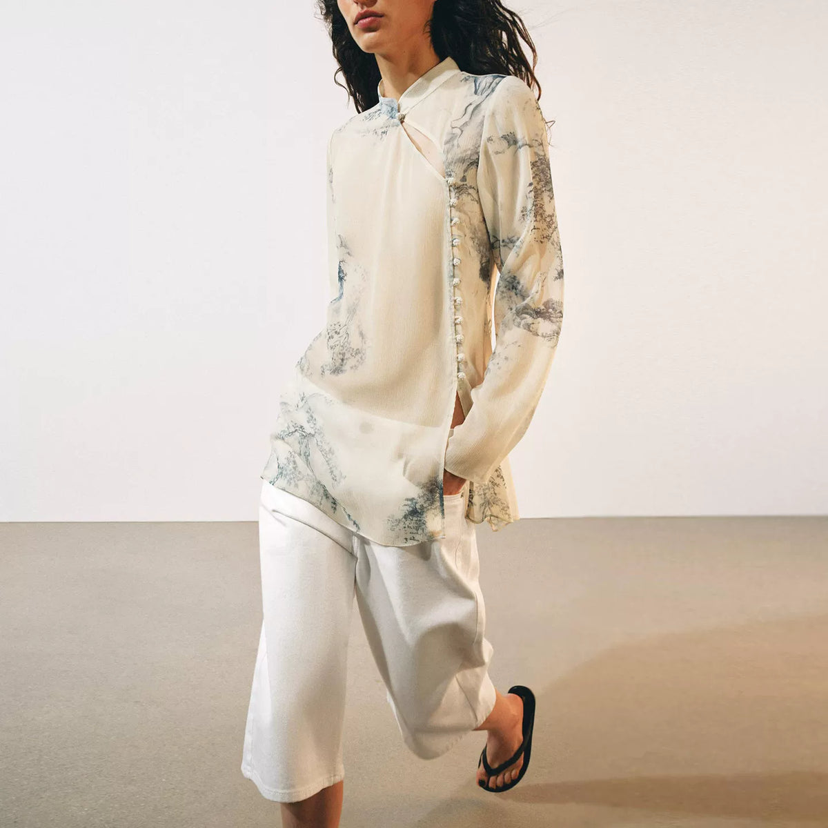 Printed Button-Front Shirt