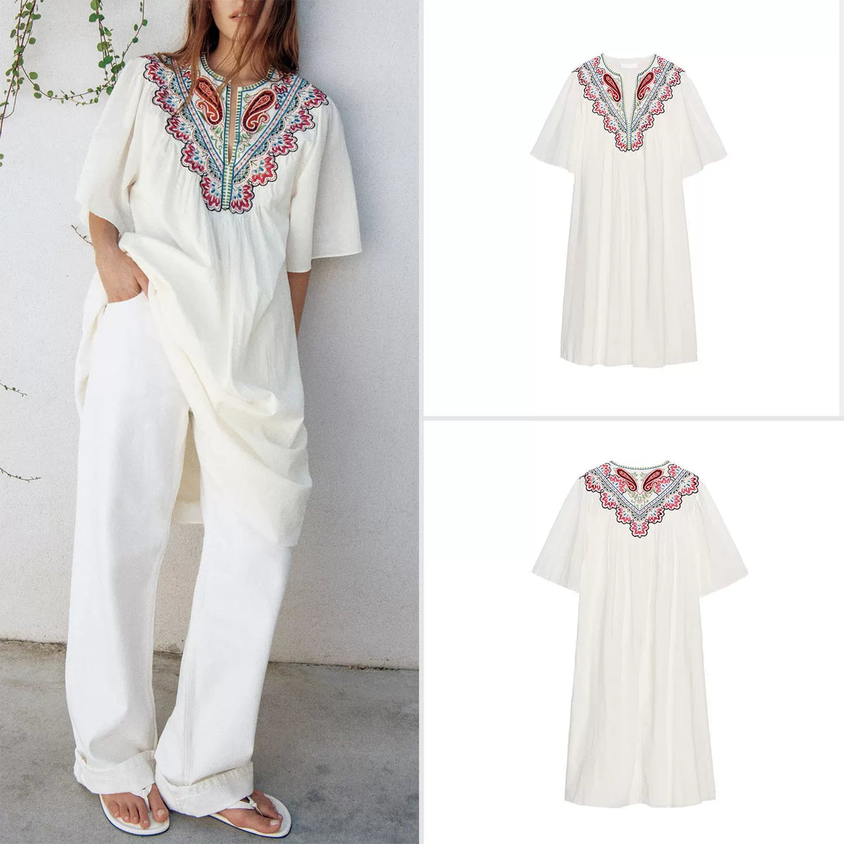 Embroidered Midi Dress