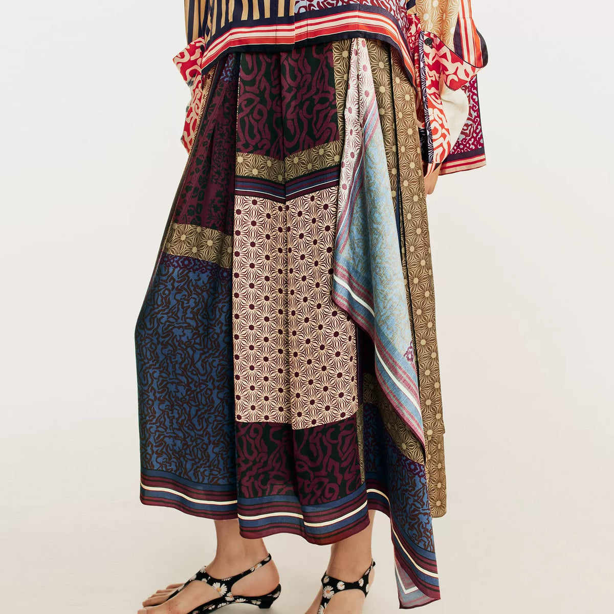 Printed Shirt and Midi Skirt Set