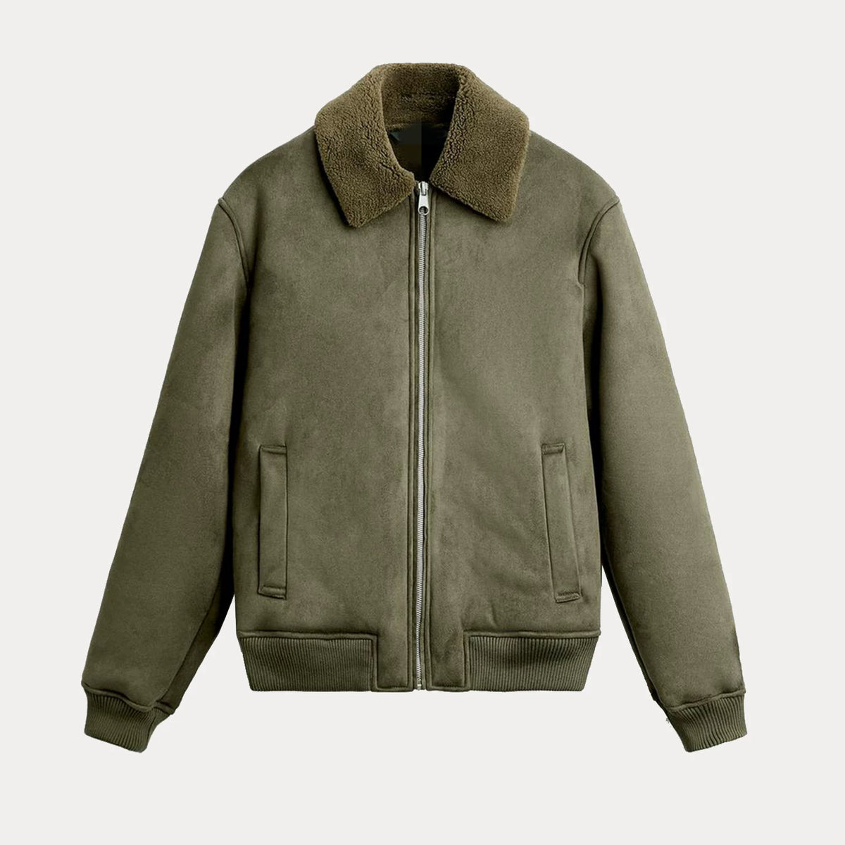 Panelled Suede-Effect Jacket