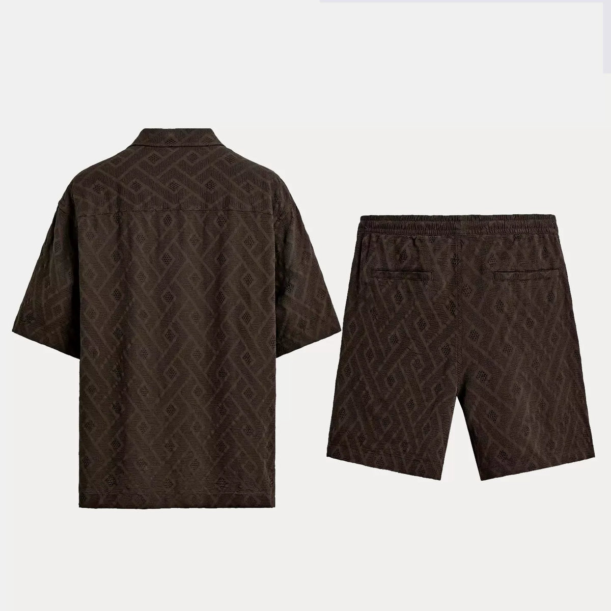 Short-Sleeve Shirt and Jacquard Shorts Set