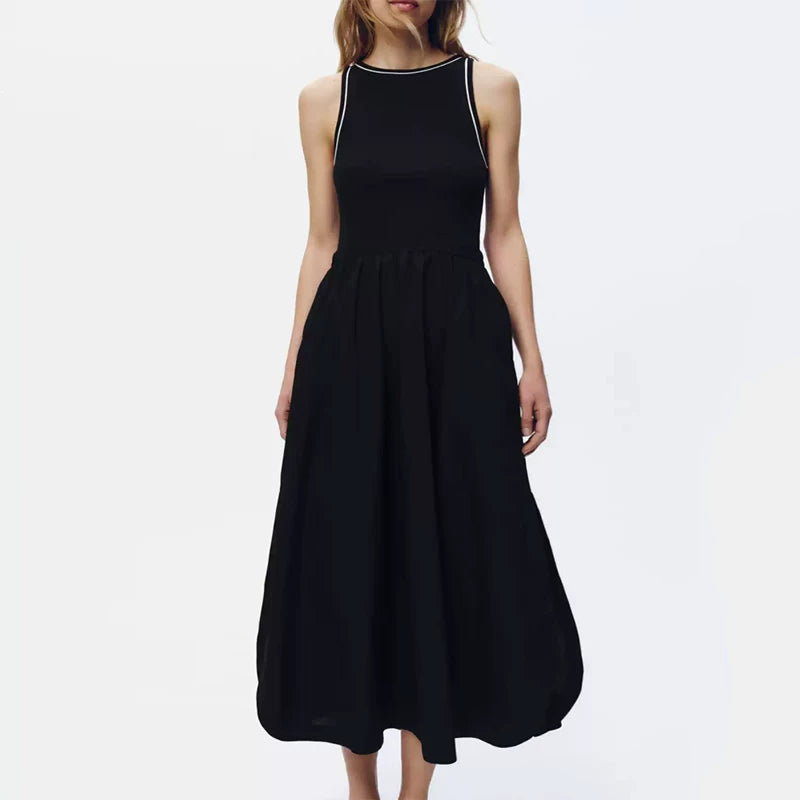 Striped Panelled Sleeveless Dress