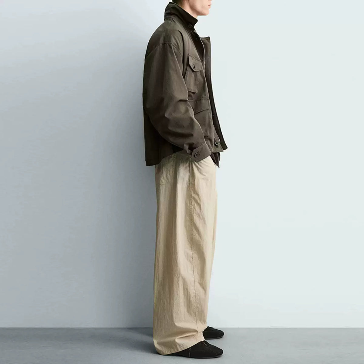 Curved Leg Zip Trousers