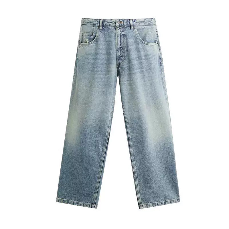 Washed Straight-Leg Jeans