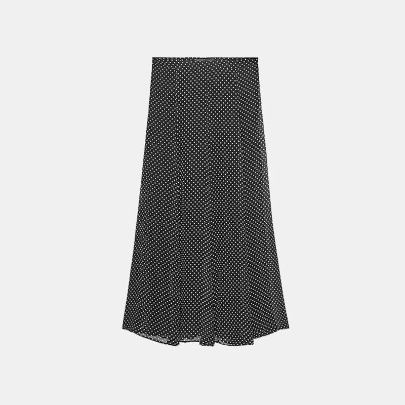 Polka Dot Bow Shirt and Midi Skirt Set