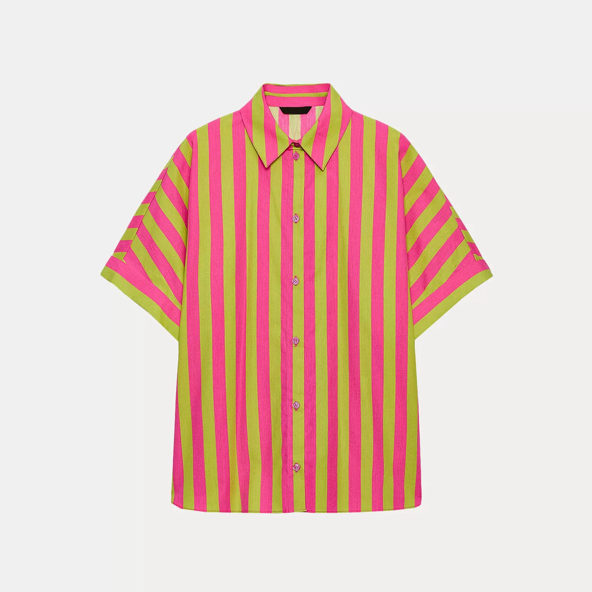 Striped Rolled-Cuff Short-Sleeve Shirt