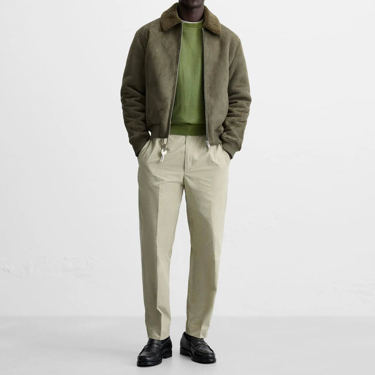 Panelled Suede-Effect Jacket