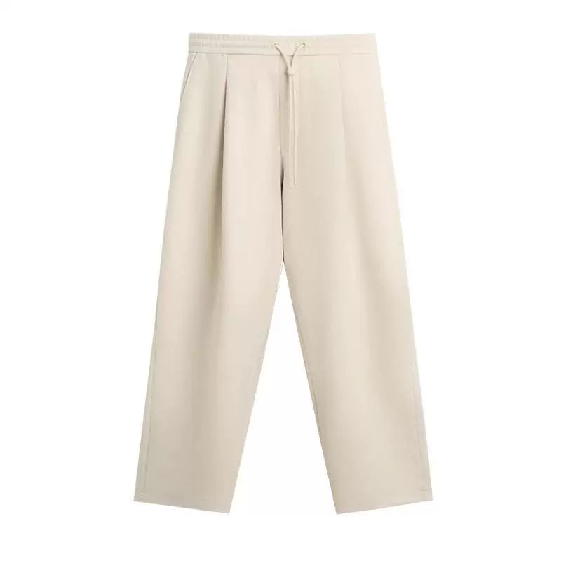 Suede-Effect Wide-Leg Trousers