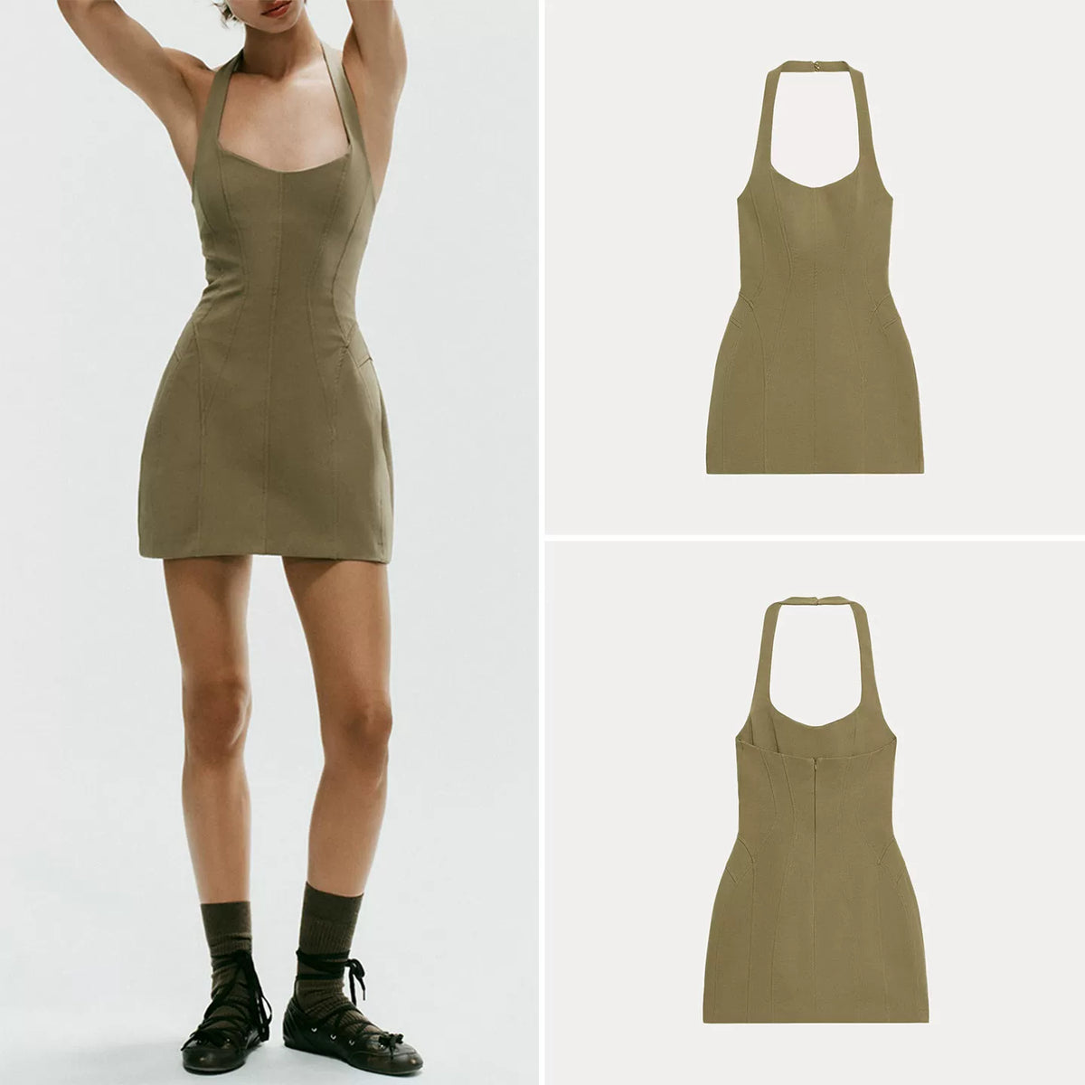 Stretch Halter Neck Mini Dress