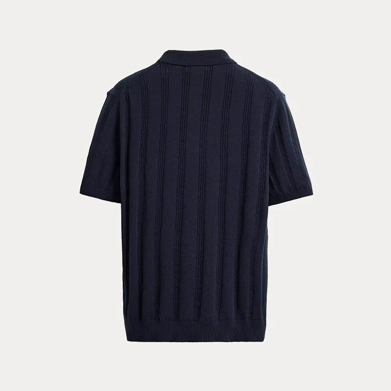 Ribbed Knit Polo Shirt