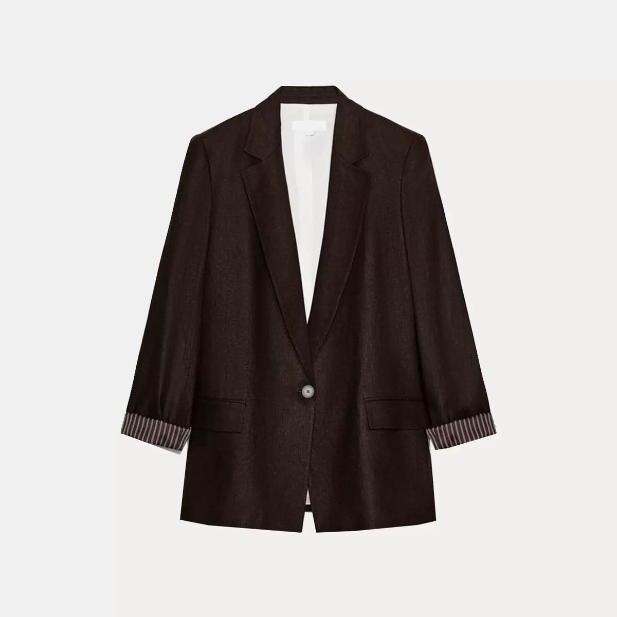Single-Button Rolled-Cuff Blazer
