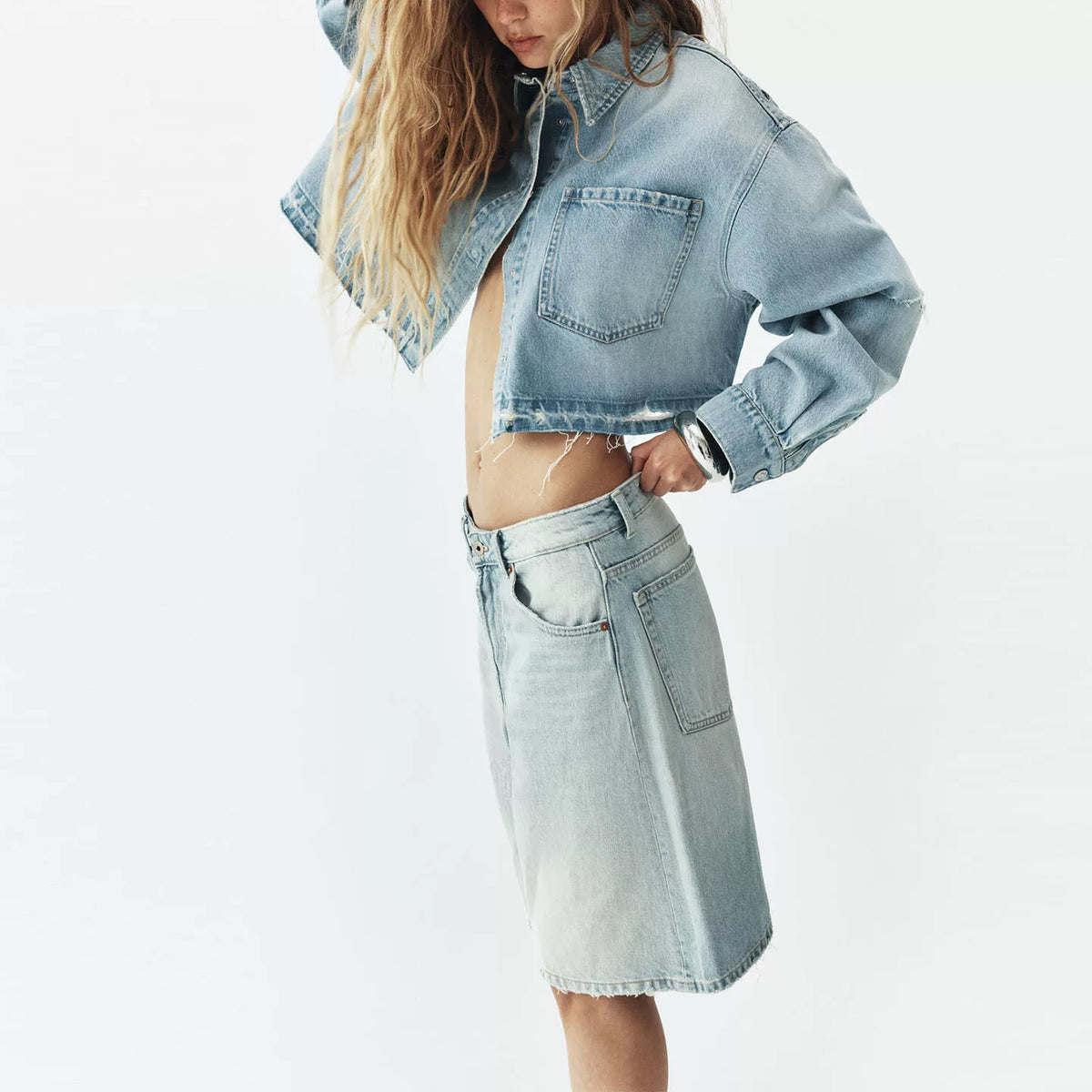 Cropped Denim Shirt Jacket