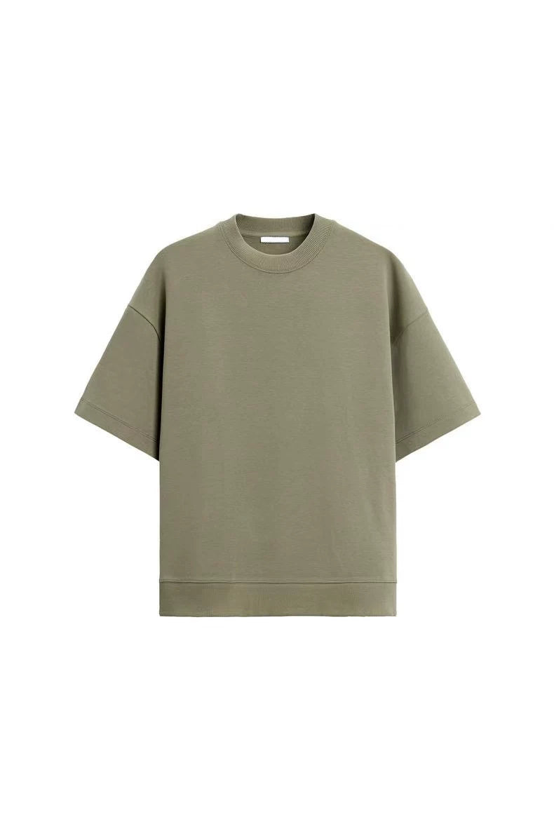 Double-Face Tee & Shorts Set in Army Green