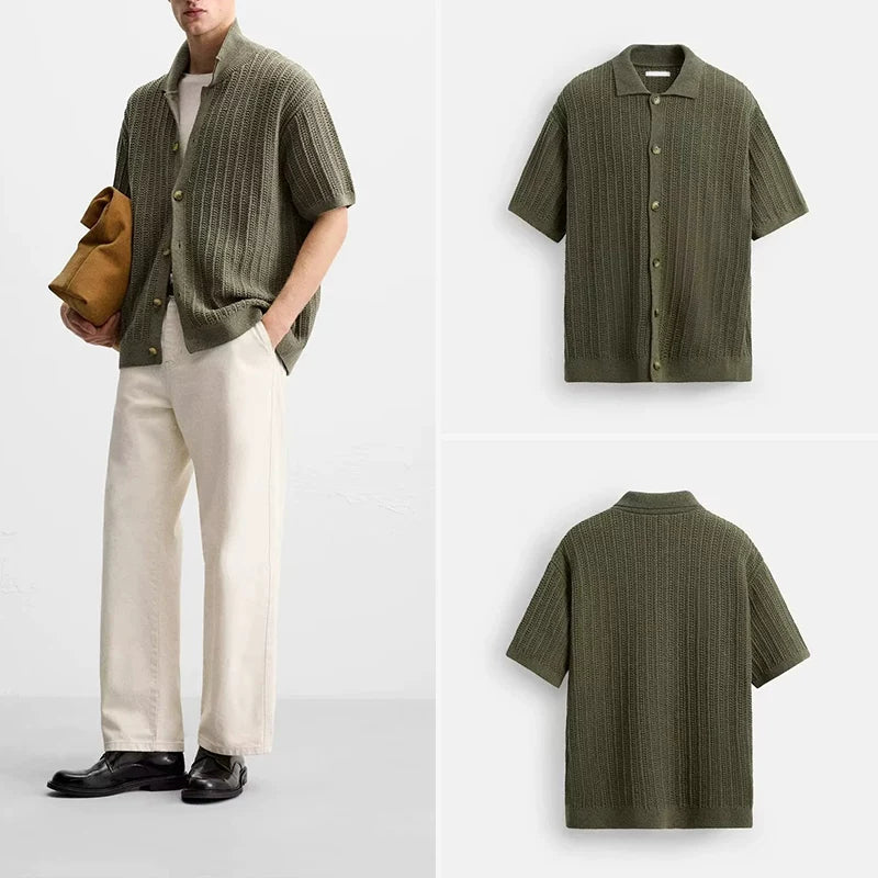 Knit Slim Short-Sleeve Shirt