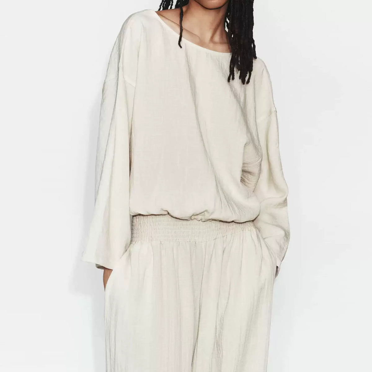 Layered Crew Top and Long Trousers Set