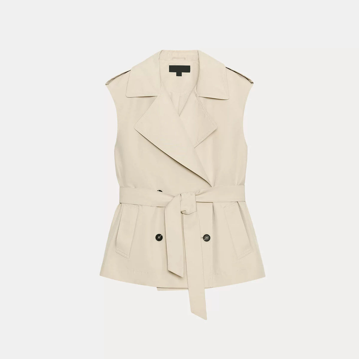 Belted Double-Breasted Collar Vest