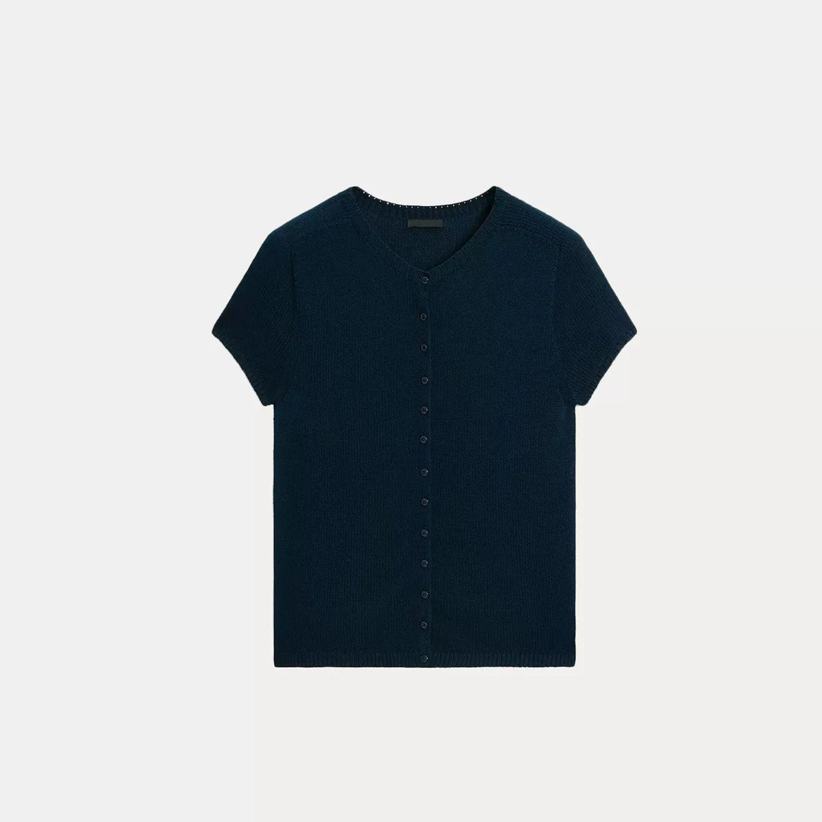 Button-Front Short-Sleeve Knit Top