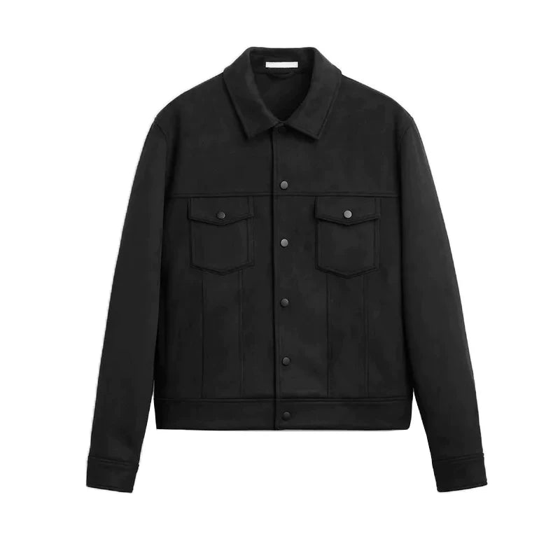 Suede-Effect Short Lapel Jacket
