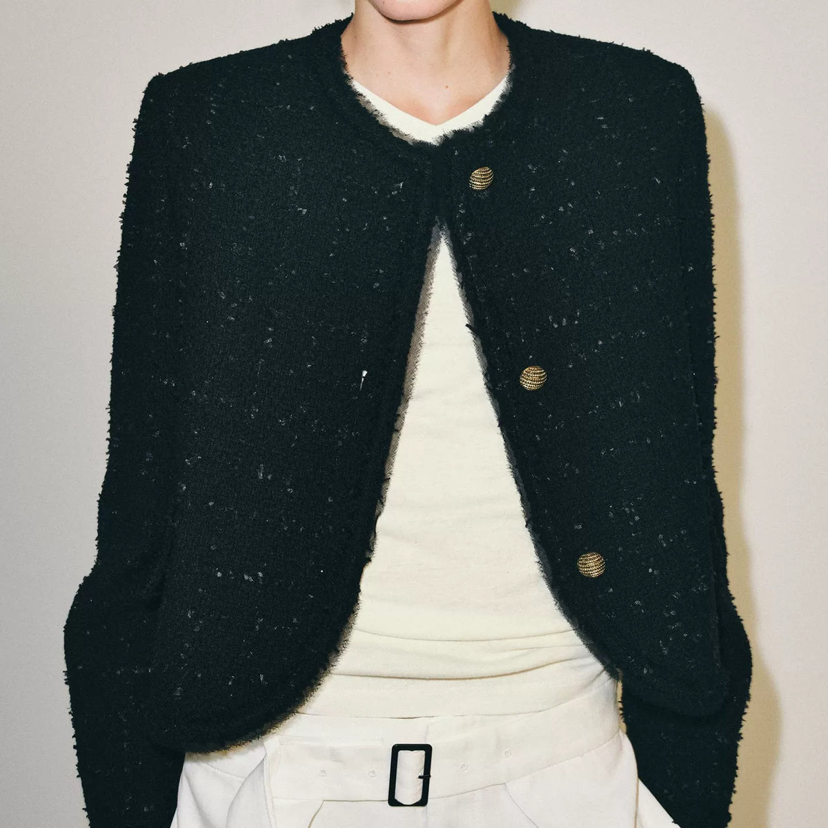 Crew Neck Button Jacket