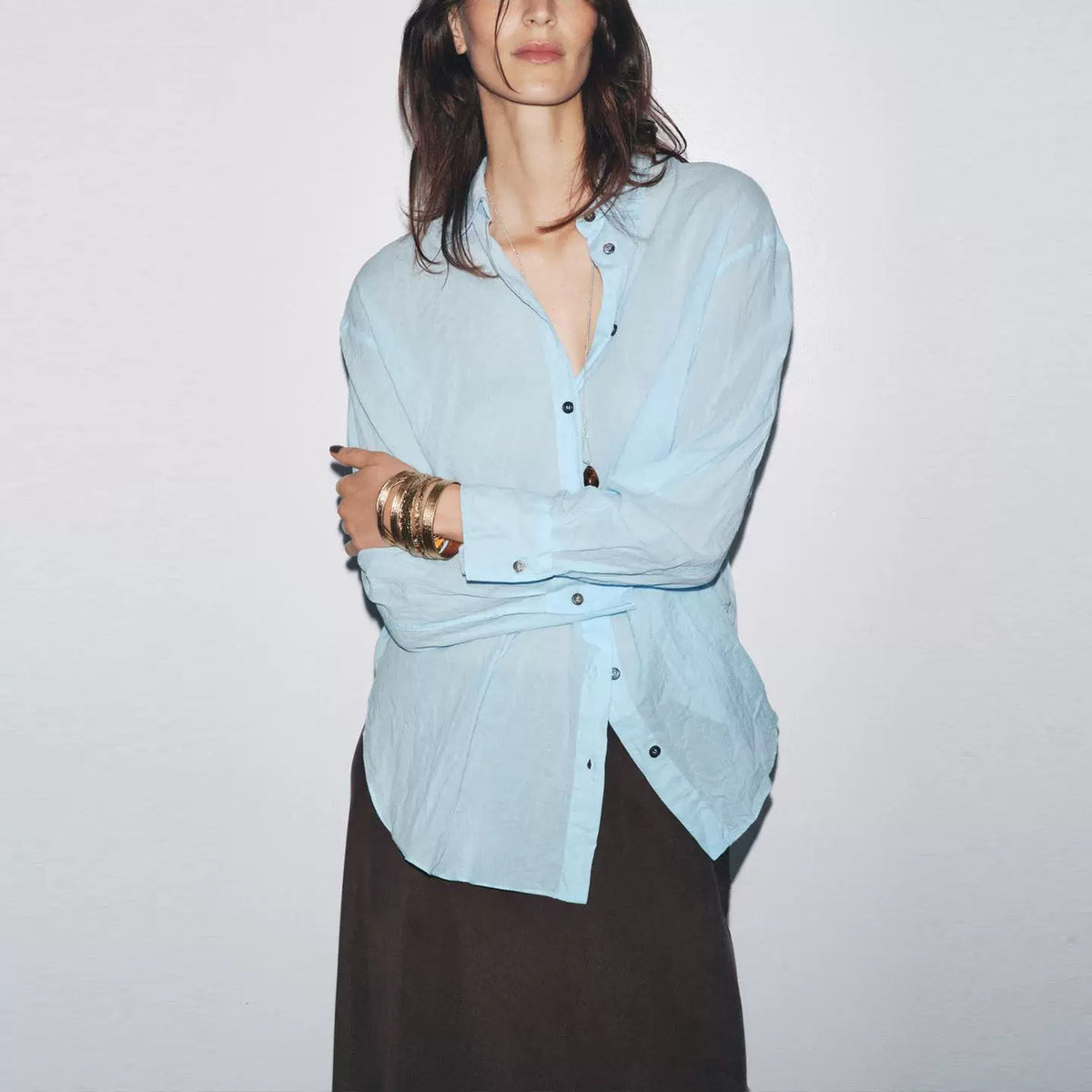 Ruched Collared Shirt
