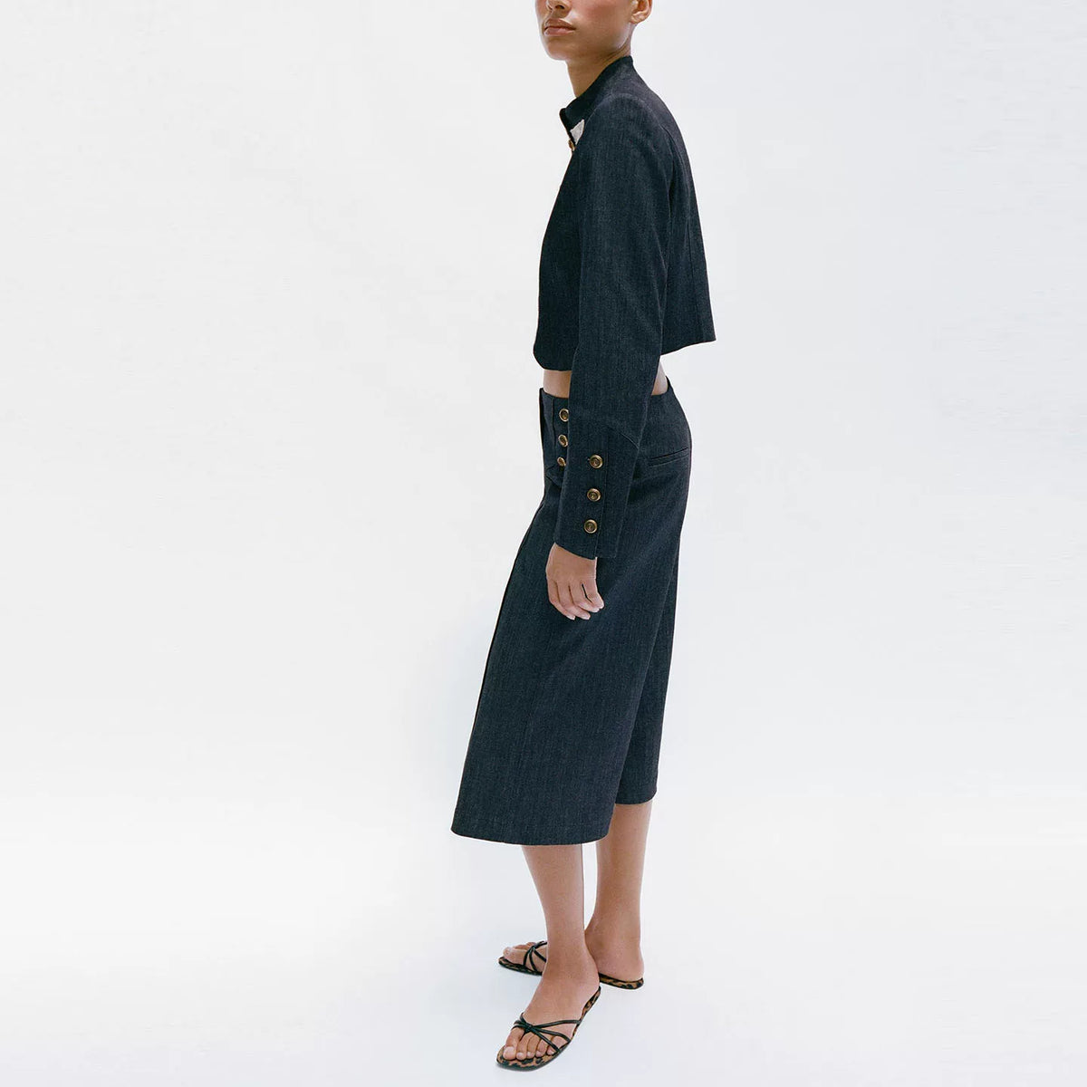Padded-Shoulder Jacket and Trouser Set