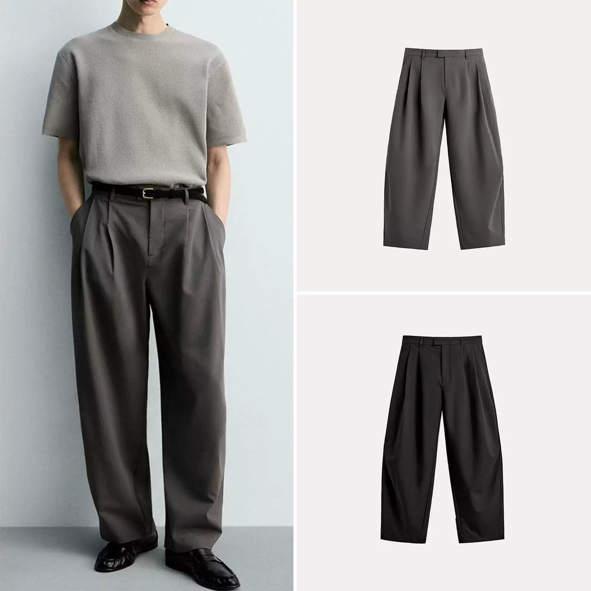 Pleated Relaxed Long Trousers