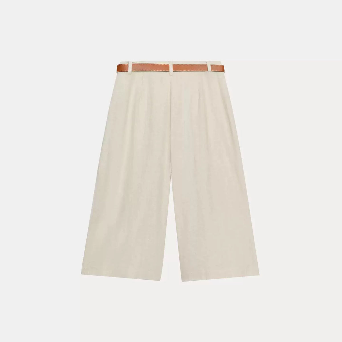 Belted High-Waist Long Shorts