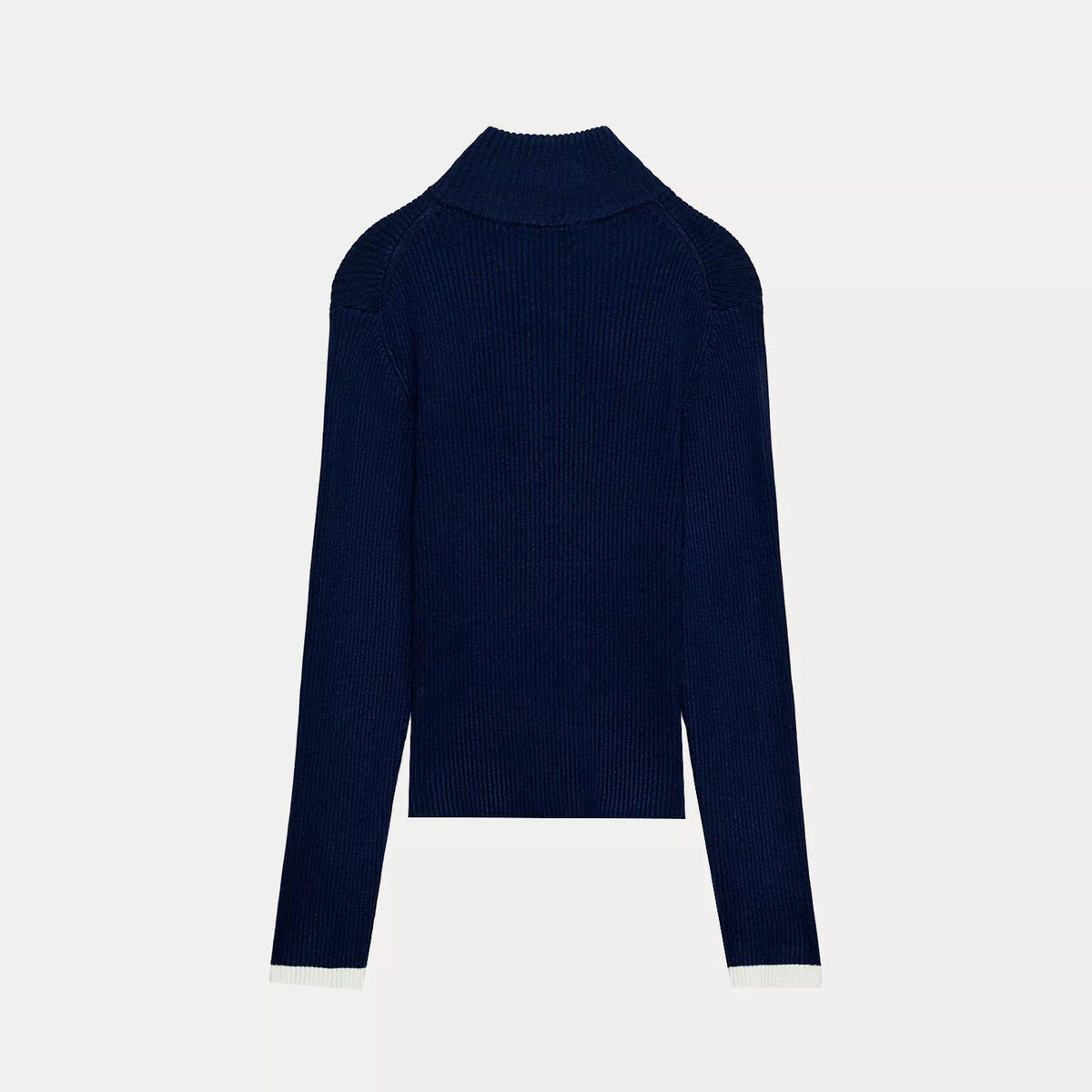 Ribbed Zip-Up Knit Jacket