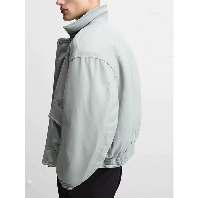 Faux Leather Aviator Jacket