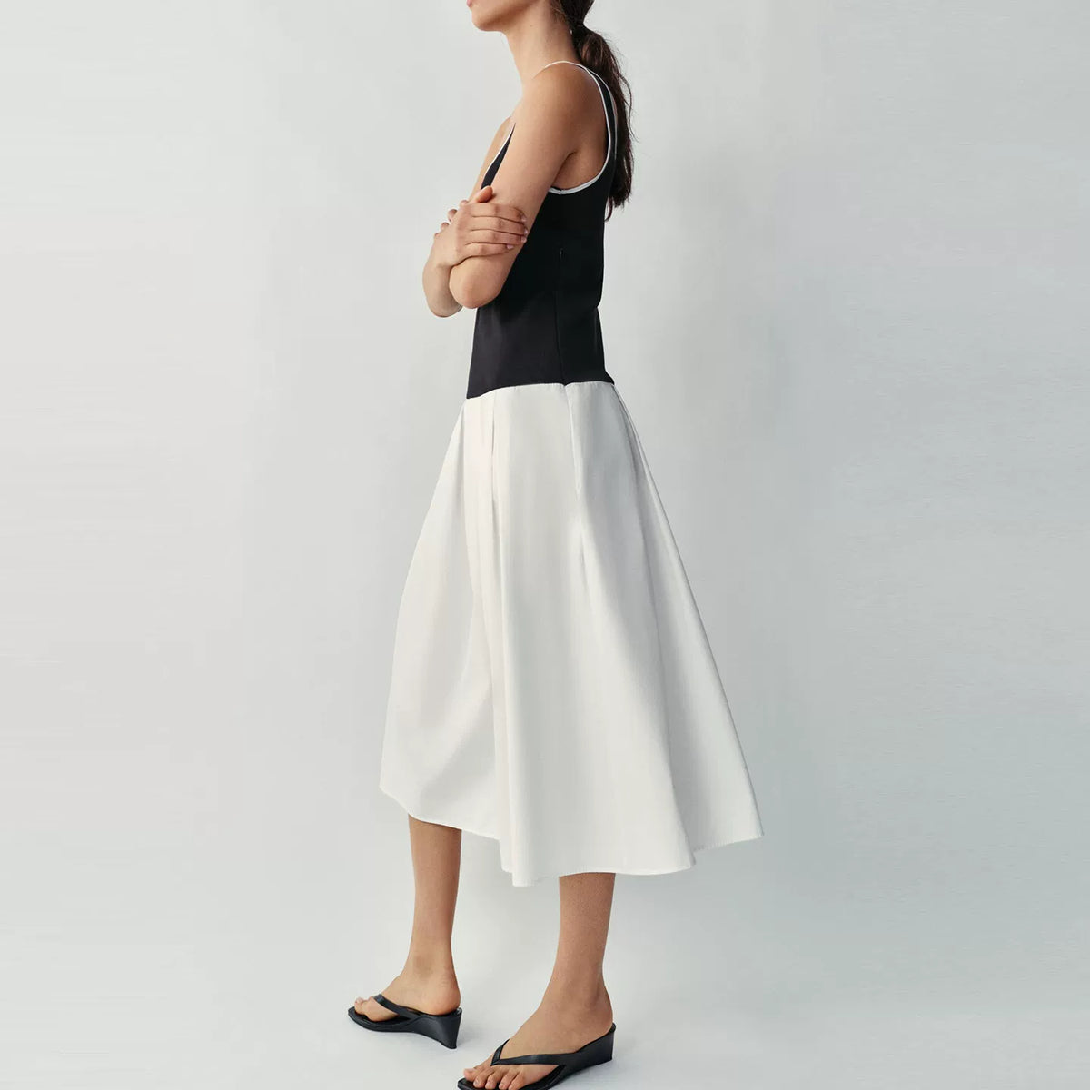 Paneled Strappy Midi Dress
