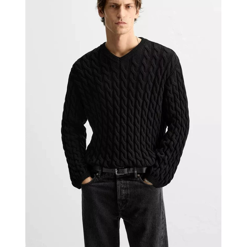 Braided-Texture Knit Sweater