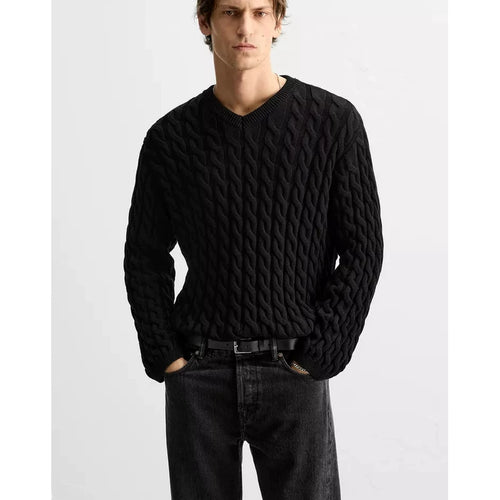 Braided-Texture Knit Sweater