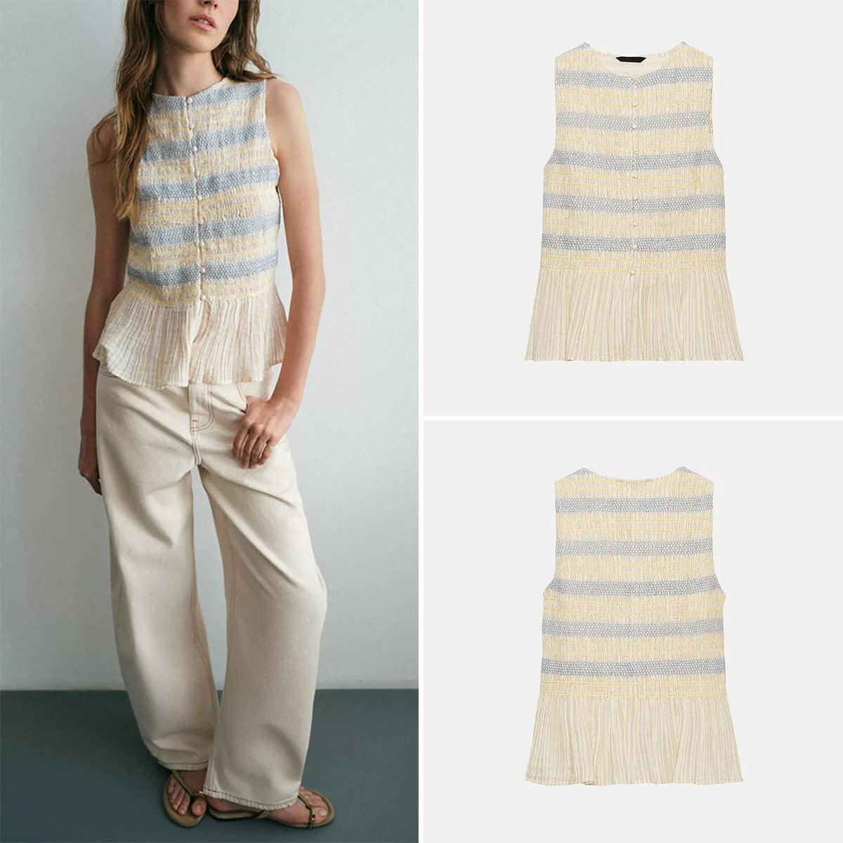 Honeycomb Embroidered Sleeveless Top