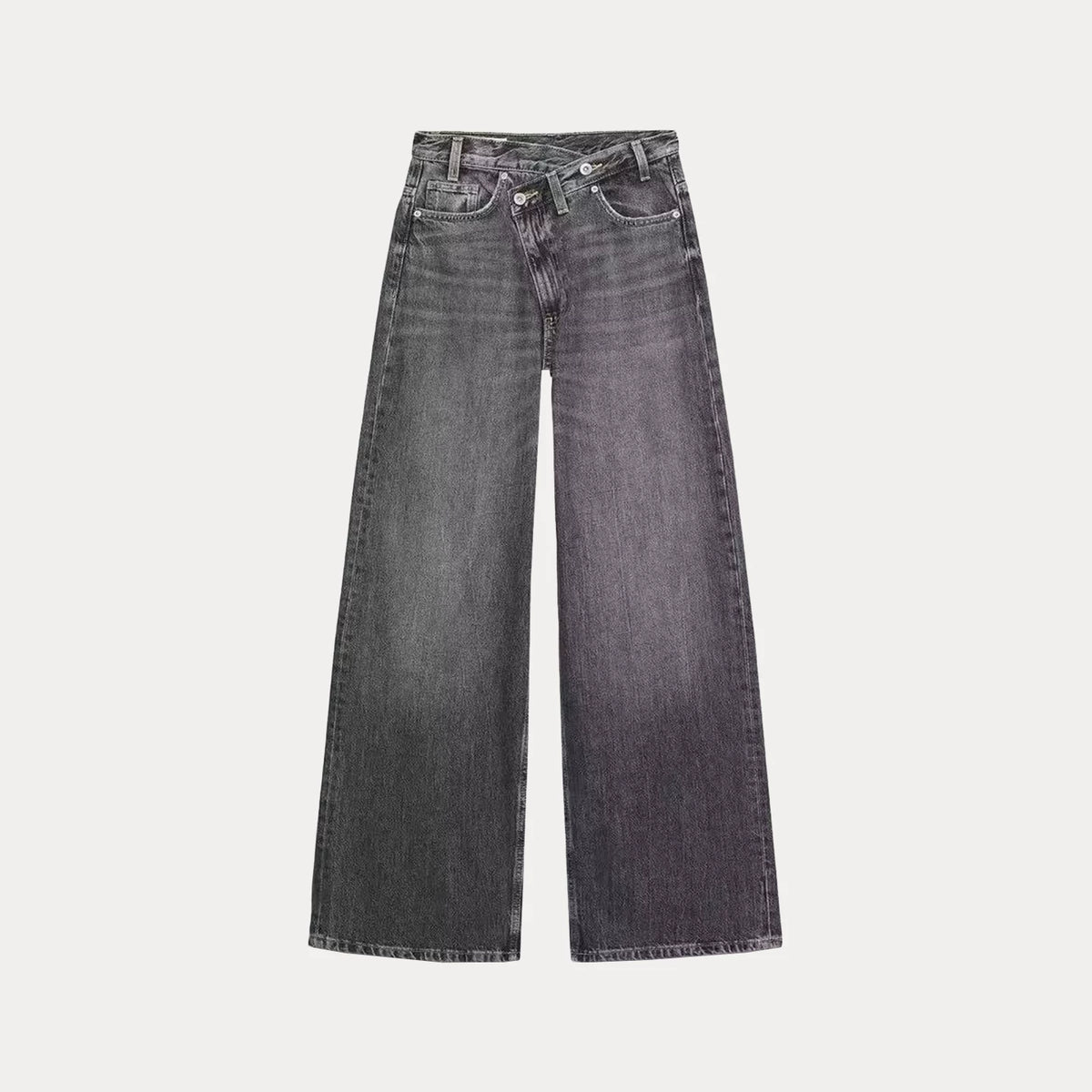 Double-Breasted Wide-Leg Jeans