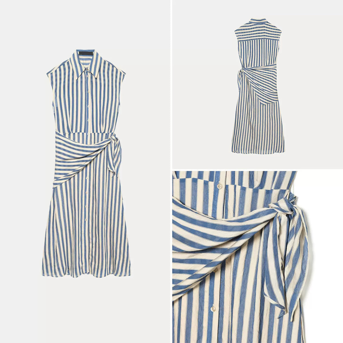 Striped Belted Shirt Dress