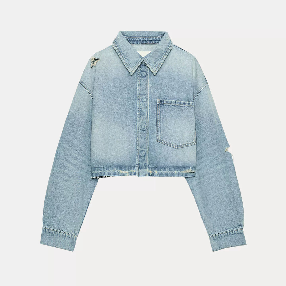 Cropped Denim Shirt Jacket