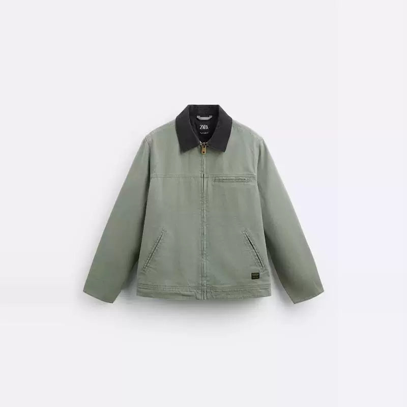 Washed Contrast Collar Jacket