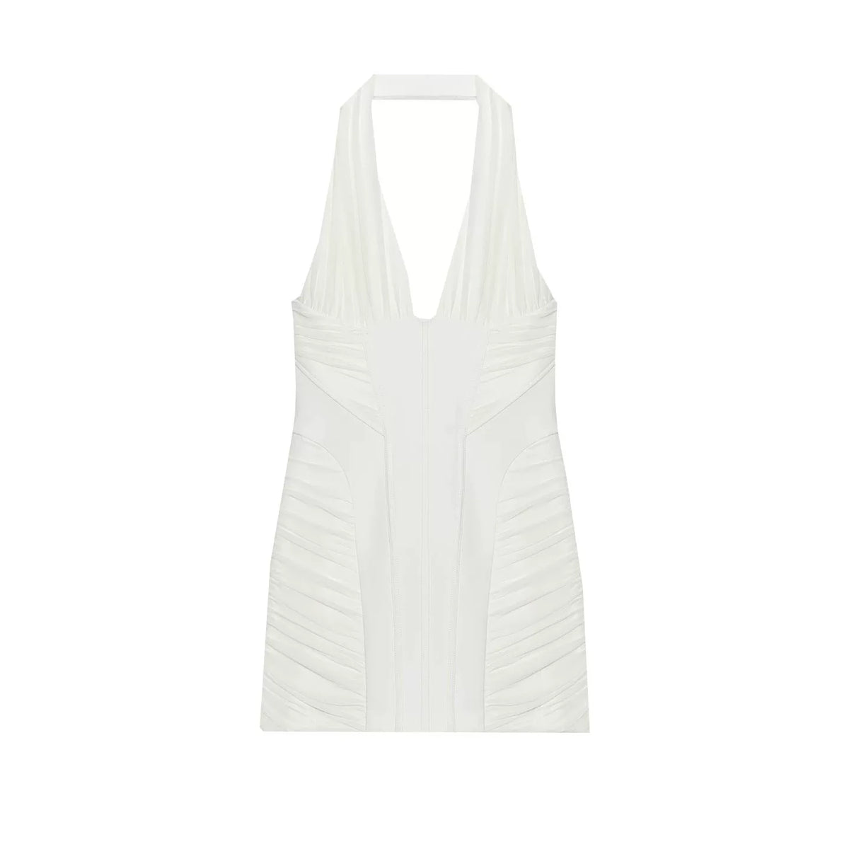 Halter V-Neck Panelled Dress