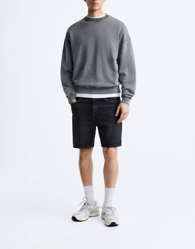 Washed Slim Denim Shorts